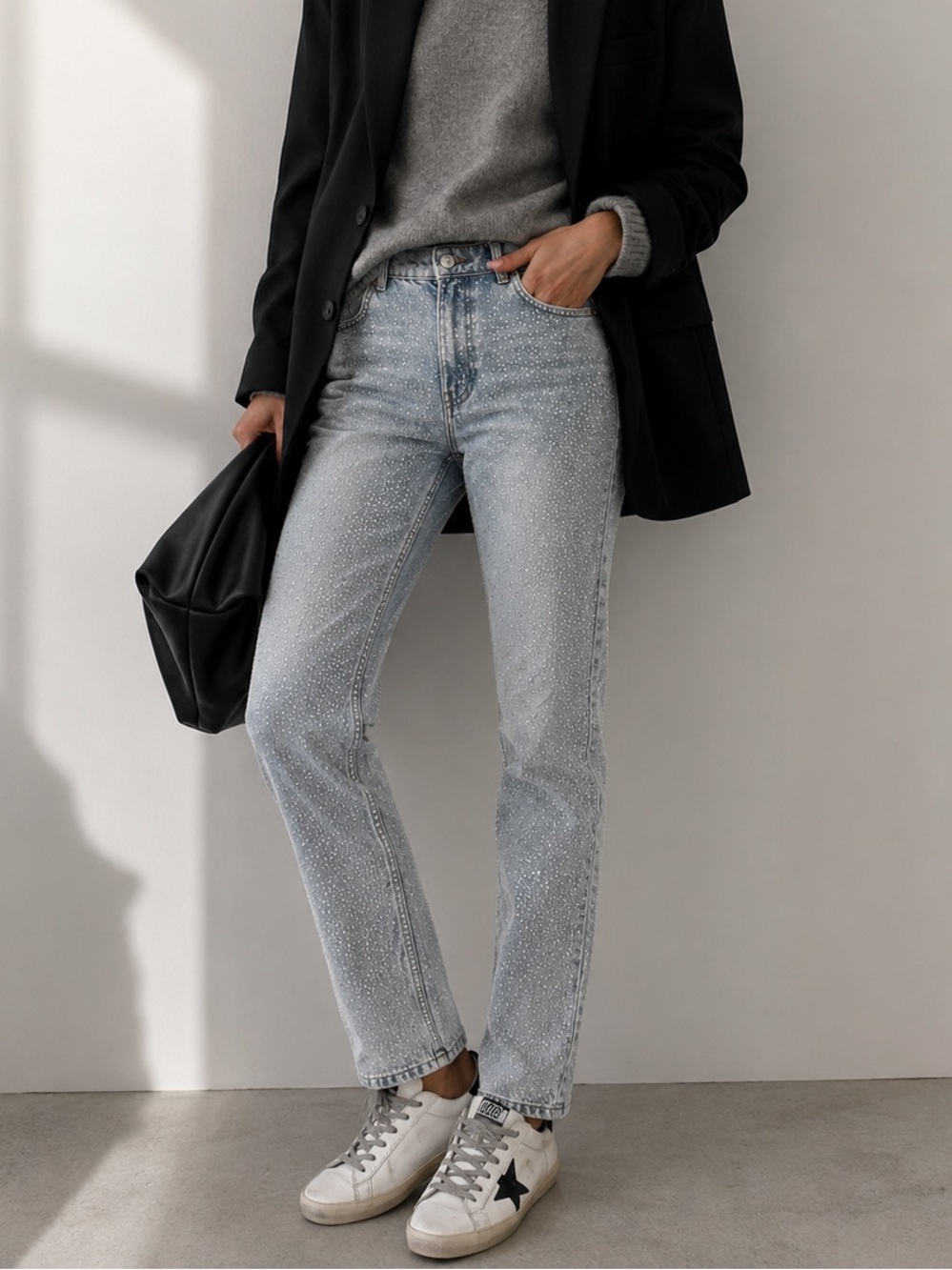 ZARA Limited Edition Rhinestone Straight Jeans | Size 4 / EU 36
